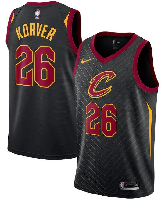 Basketball Jersey Pullover-Men's Cleveland Cavaliers Black #26 Kyle Korver Statement Edition Swingman Stitched Basketball Jersey