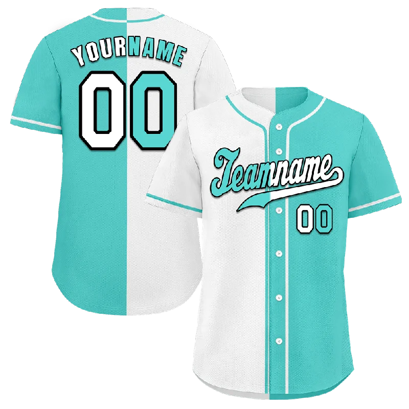 Baseball Jersey Business Casual-Custom White Aqua Gradient Fashion Aqua Authentic Baseball Jersey