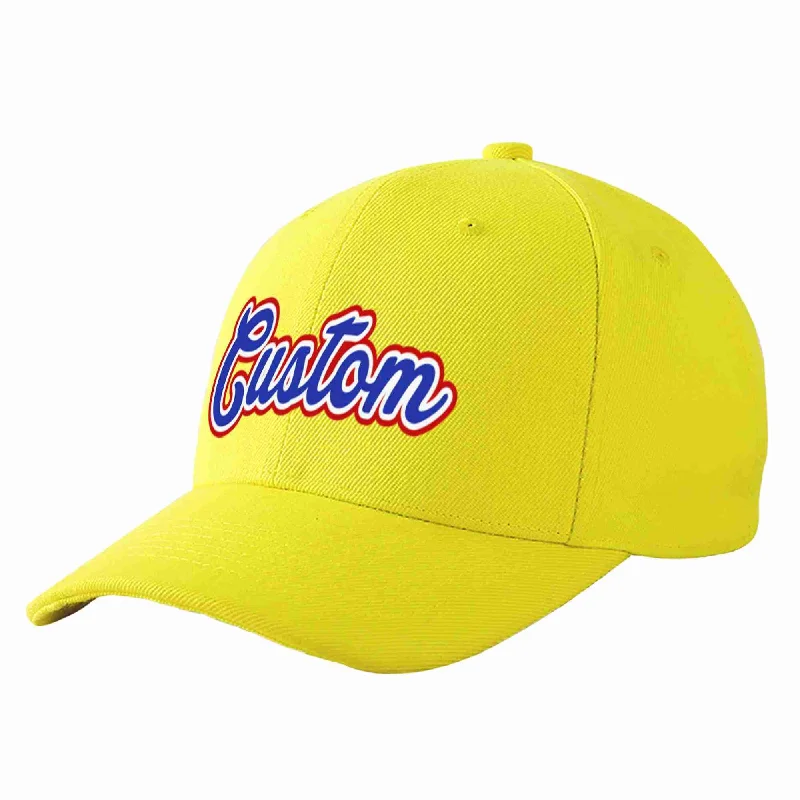 Baseball Cap Stonewashed-Custom Yellow Royal-White Curved Eaves Sport Baseball Cap Design for Men/Women/Youth