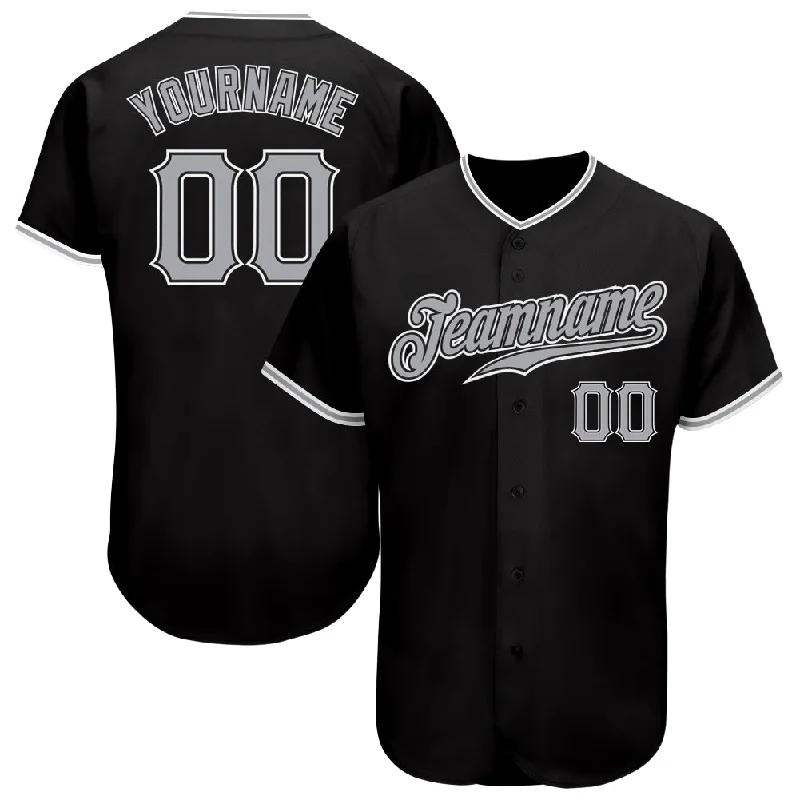 Baseball Jersey Playoff-Custom Black Gray-White Authentic Baseball Jersey