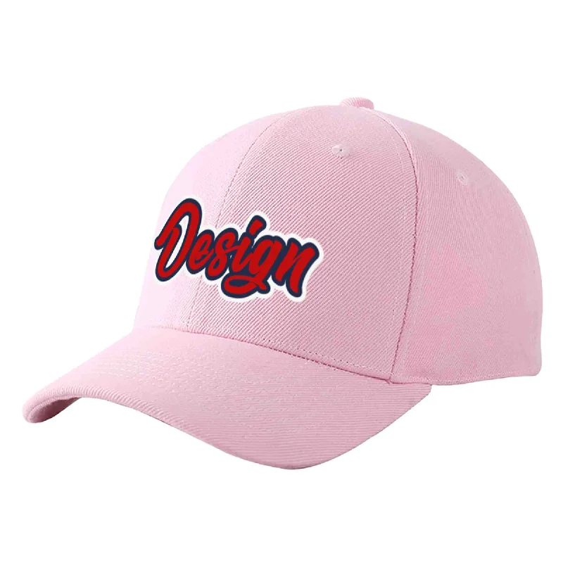 Baseball Cap Flat Brim-Custom Pink Red-Navy Curved Eaves Sport Design Baseball Cap