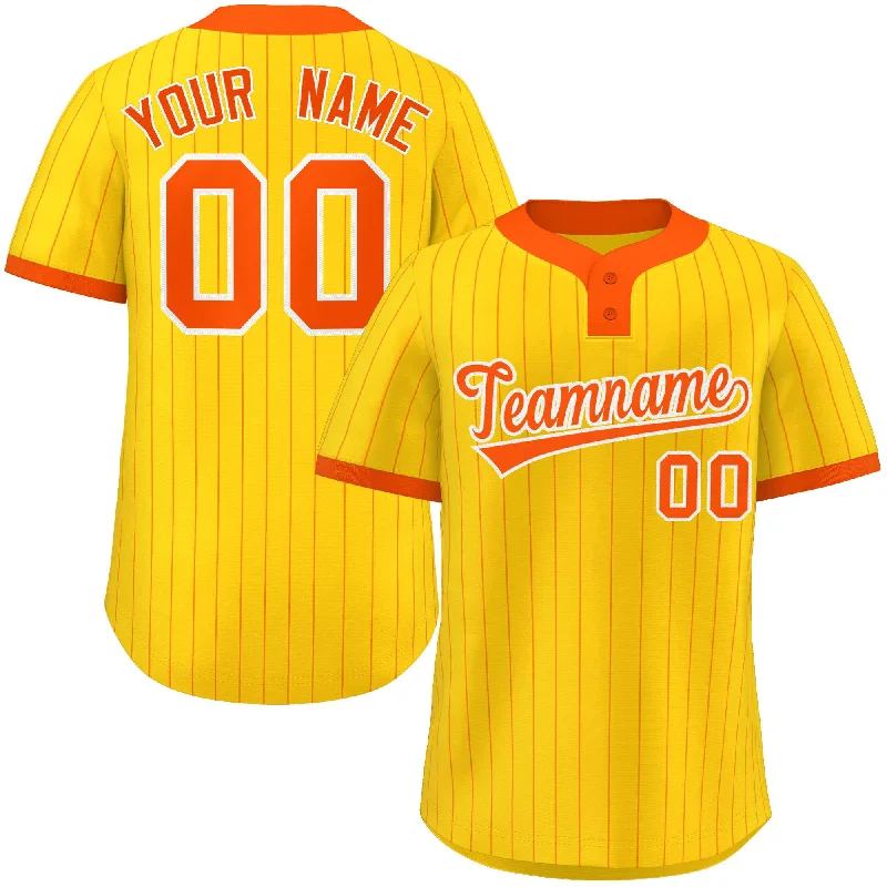 Baseball Jersey Bridesmaid-Custom Gold Orange Stripe Fashion Authentic Two-Button Baseball Jersey