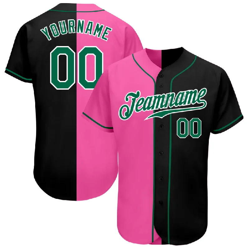 Baseball Jersey Team-Custom Black Kelly Green-Pink Authentic Split Fashion Baseball Jersey