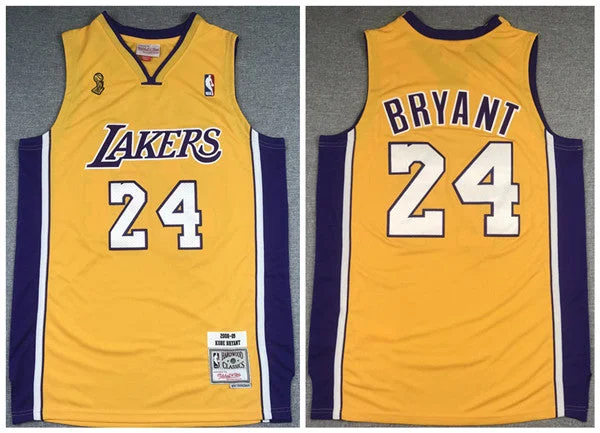 Basketball Jersey New Year-Men's Los Angeles Lakers #24 Kobe Bryant Gold Final 2008-2009 Throwback Stitched Basketball Jersey