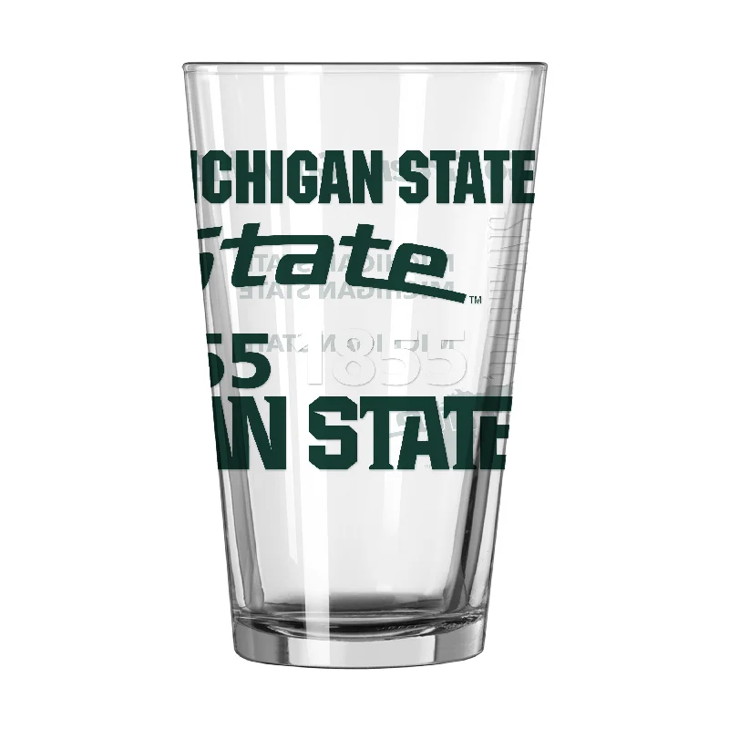 Team Mug Gray-Michigan State 16oz Spirit Pint Glass