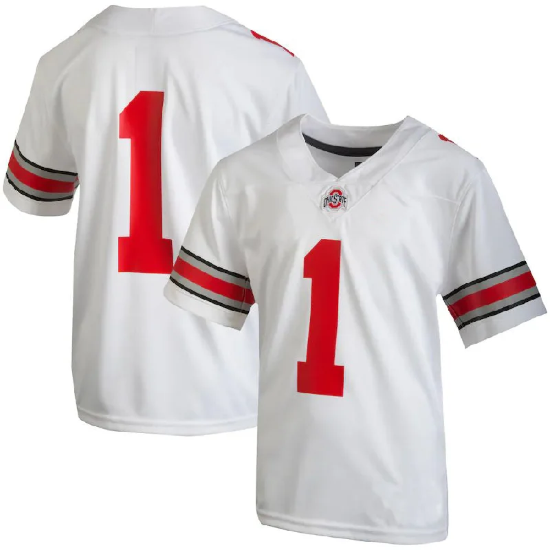 Football Jersey Kids-#1 O.State Buckeyes Team Replica Football Jersey White Stitched American College Jerseys