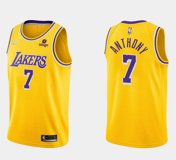 Basketball Jersey Gold-Men's Los Angeles Lakers #7 Carmelo Anthony 75th Anniversary Diamond Gold 2021 Stitched Basketball Basketball Jersey