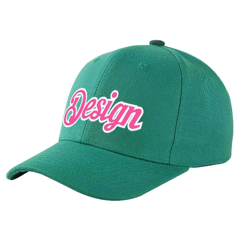 Baseball Cap Movie Theme-Custom Light Green Pink-White Curved Eaves Sport Design Baseball Cap