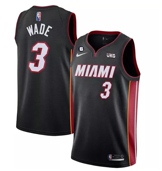 Basketball Jersey Motivational-Men's Miami Heat #3 Dwyane Wade Black With NO.6 Patch Stitched Basketball Jersey