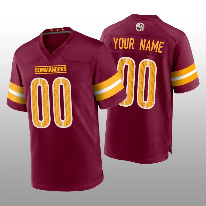 Football Jersey Slim Fit-Custom W.Commanders Burgundy Game Football Jersey