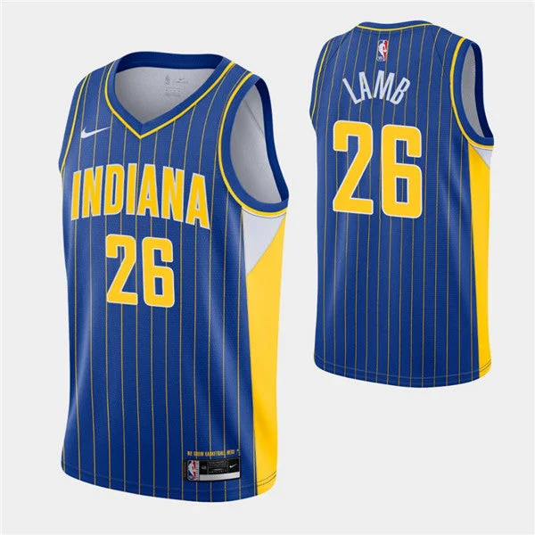 Basketball Jersey Navy-Men's Indiana Pacers #26 Jeremy Lamb Royal City Swingman 2020-21 Stitched Basketball Jersey