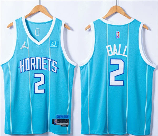 Basketball Jersey Mother’s Day-Men's Charlotte Hornets #2 LaMelo Ball Blue 75th Anniversary Stitched Basketball Jersey