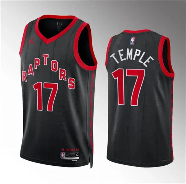 Basketball Jersey Navy-Men's Toronto Raptors #17 Garrett Temple Black Statement Edition Stitched Basketball Basketball Jersey