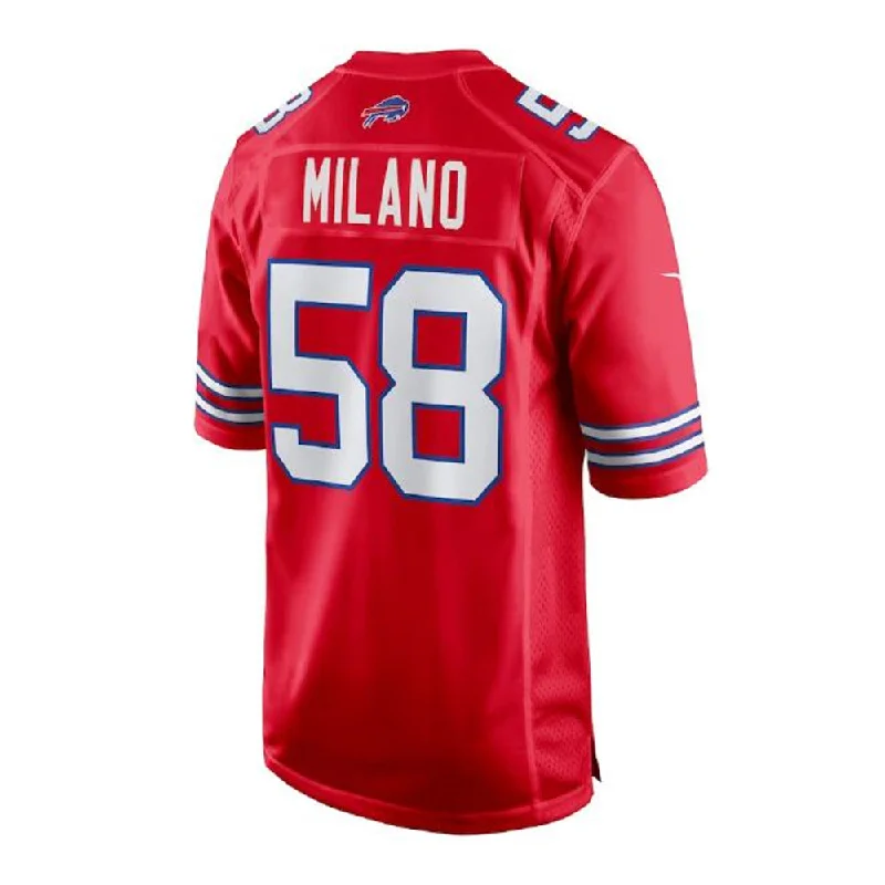 Football Jersey Orange-B.Bills #58 Matt Milano Alternate Game Jersey - Red American Stitched Football Jerseys