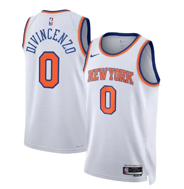 Basketball Jersey All-Season-Men's New Yok Knicks #0 Donte DiVincenzo White Association Edition Swingman Stitched Basketball Basketball Jersey