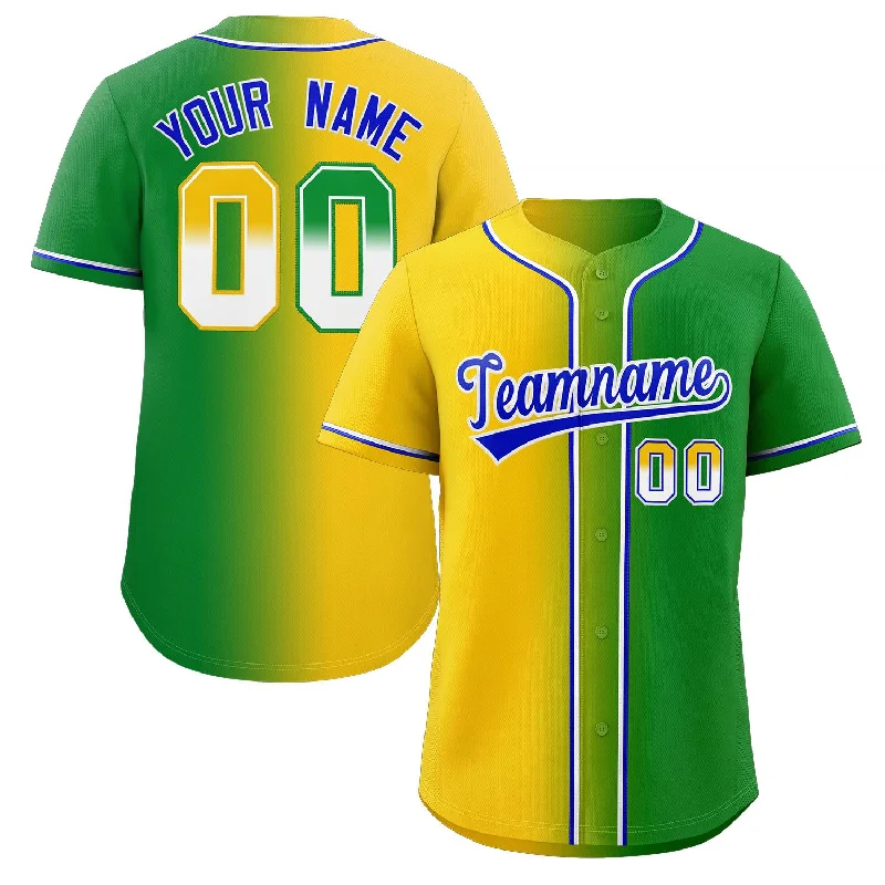 Baseball Jersey UV Protection-Custom Kelly Green Royal-White Gradient Fashion Authentic Baseball Jersey